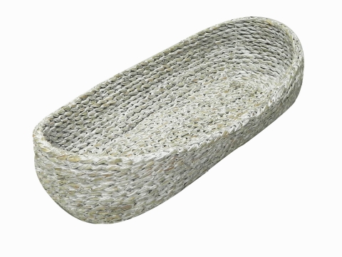 Oval seagrass bread basket white washed